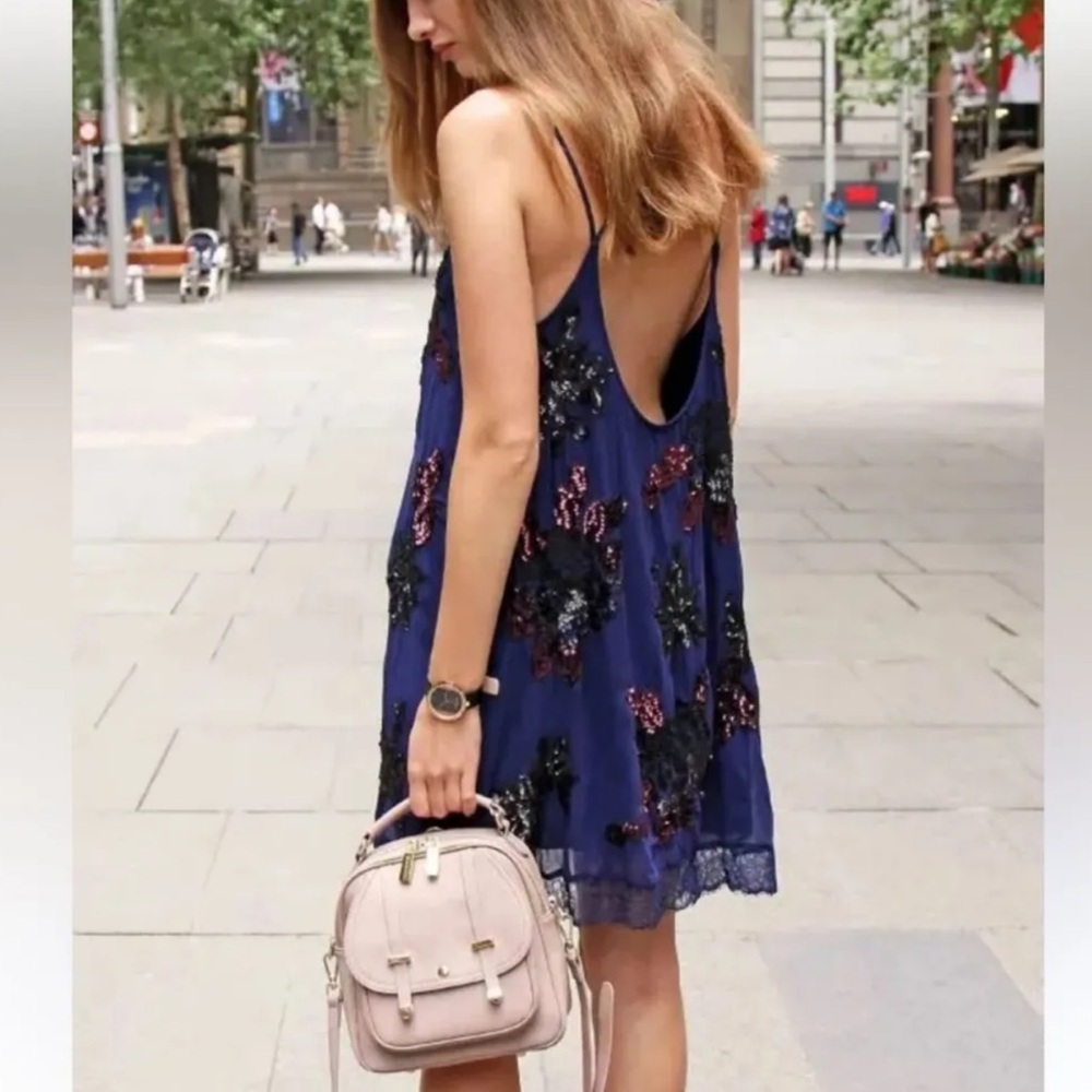 Free People Sequins Floral Lace Dress